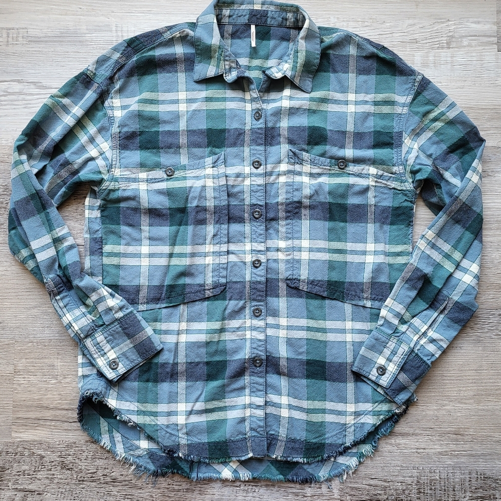 Free People Plaid Button Up Shirt Size Small